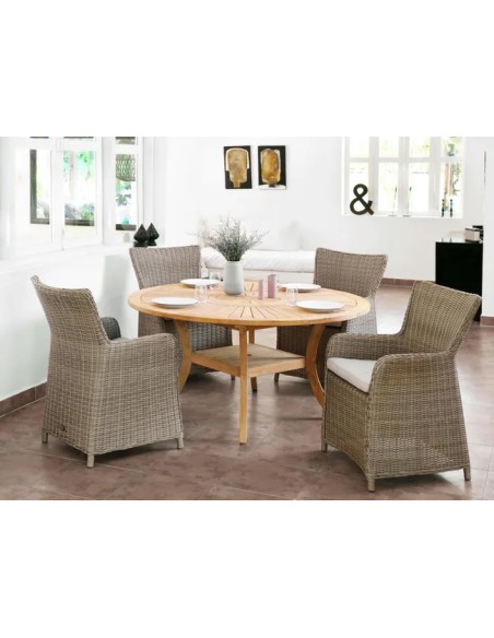 Conjunto de jardín BERMUDA mesa redonda de teca 150 cm