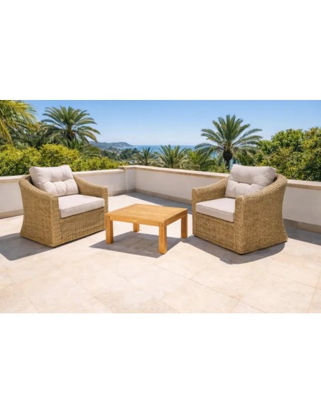 Set de jardín Martinique 2 butacas y mesa baja auxiliar