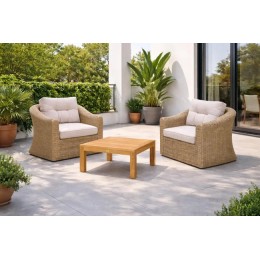 Set de jardín MARTINIQUE 2 butacas ratán sintético