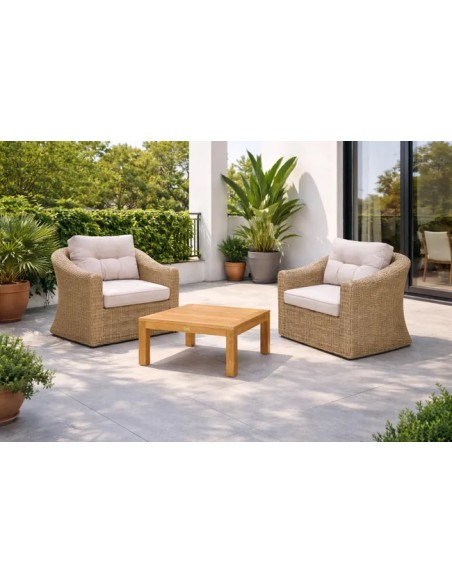 Set de jardín MARTINIQUE 2 butacas ratán sintético