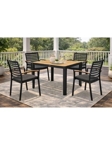 Conjunto de jardín PORTALS DARK negro 4 plazas