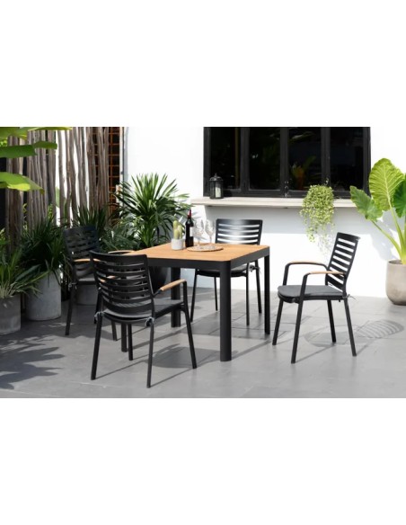 Conjunto de jardín Portonero aluminio y teca 4 plazas