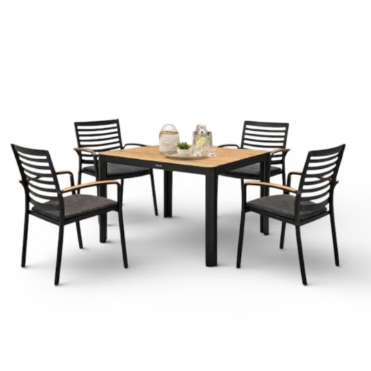 Conjunto de jardín PORTALS DARK negro 4 plazas