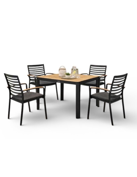 Conjunto de jardín PORTALS DARK negro 4 plazas