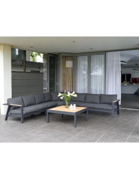 Conjunto esquinero PALAU gris antracita 6 plazas