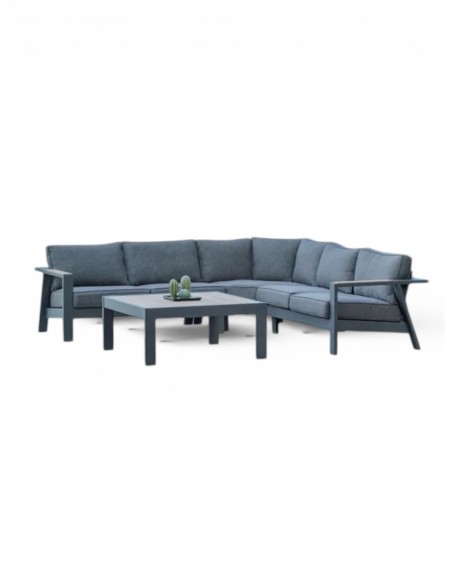 Conjunto esquinero PALAU gris antracita 6 plazas