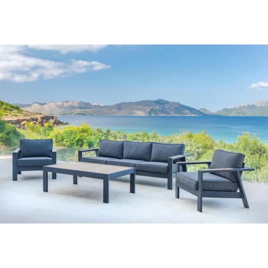 Conjunto de jardín PALAU 6 plazas gris antracita