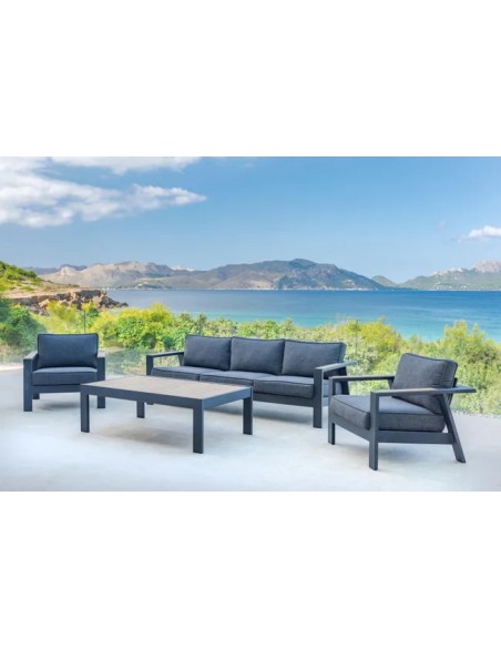 Conjunto de jardín PALAU 6 plazas gris antracita