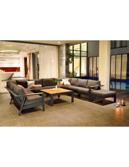 Conjunto modular de jardín Palau 10 plazas aluminio gris