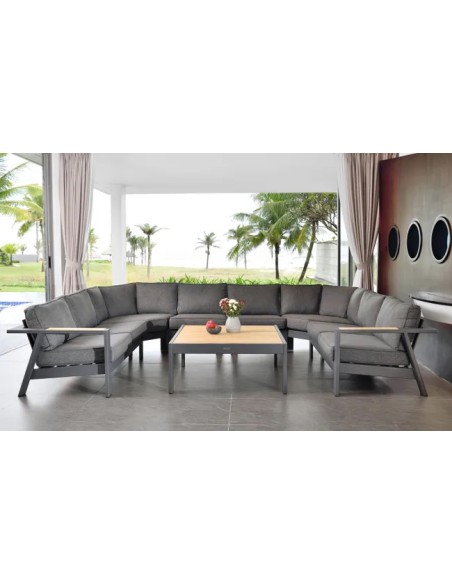 Conjunto modular de jardín Palau 10 plazas aluminio gris