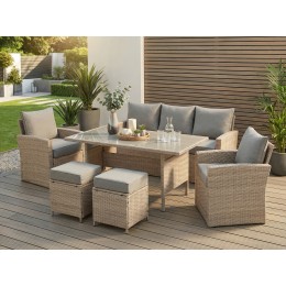 Conjunto De Jardín Café Coín Acero Y Ratán