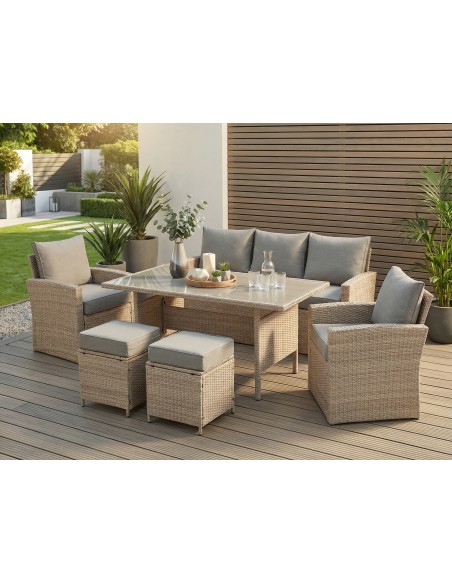 Conjunto De Jardín Café Coín Acero Y Ratán