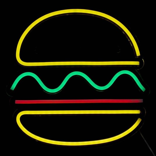 Neón LED de pared Burger 30 cm USB
