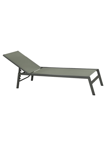 Tumbona Riba acero antracita con textilene acolchado taupe