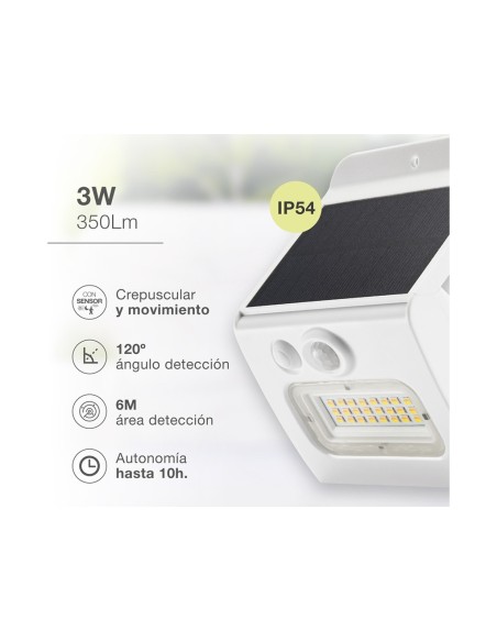 Aplique Solar LED Egoda con Sensor de Movimiento y Crepuscular