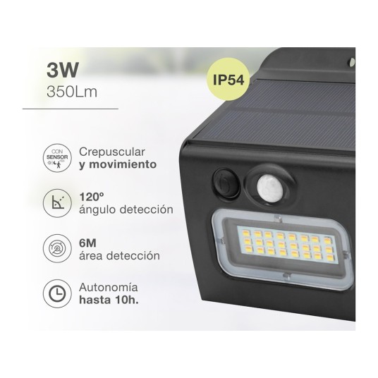 Aplique Solar LED Egoda con Sensor