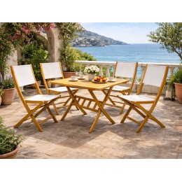 Mesa Rectangular de Jardín Luton con sillas en terraza