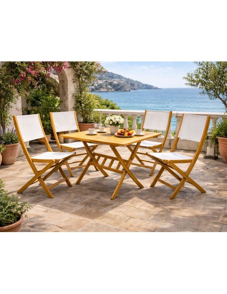 Mesa Rectangular de Jardín Luton con sillas en terraza