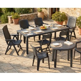 mesa extensible resina antracita efecto ratan jardin