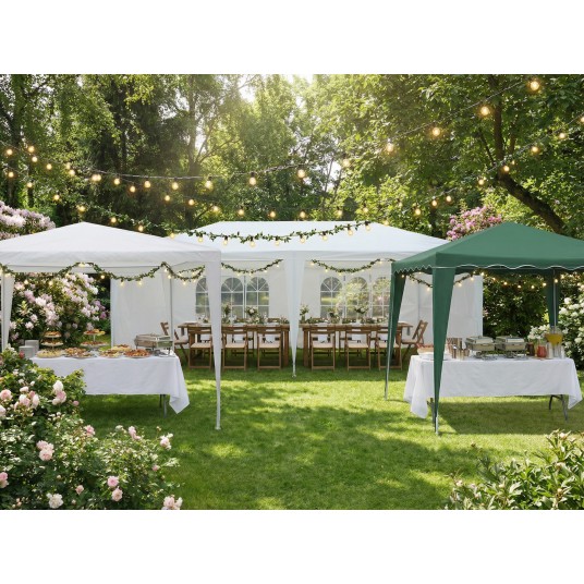 Carpa de exterior para eventos 3x6 metros con estructura de acero y rafia blanca