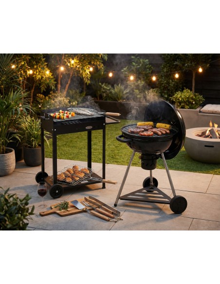 Barbacoa de Carbón Torino con Parrilla Regulable y Ruedas