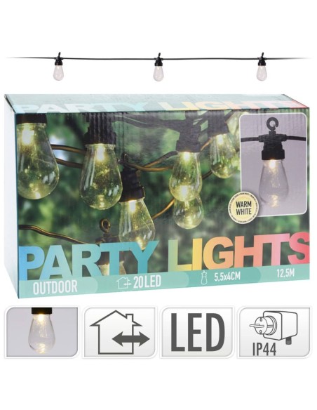 Guirnalda LED exterior 20 bombillas luz cálida