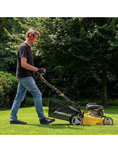 Cortacésped autopropulsado gasolina 132cc 410 mm Powerplus con mulching