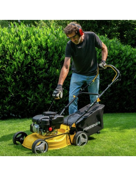 Cortacésped autopropulsado gasolina 132cc 410 mm Powerplus con mulching