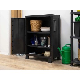 armario de resina bajo garaje negro 2 puertas