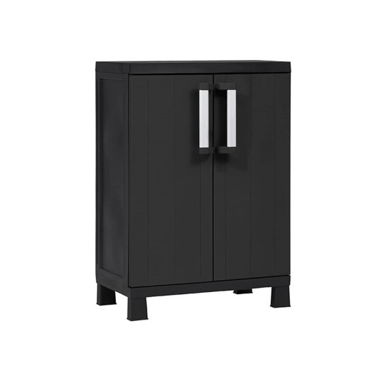 armario de resina bajo garaje negro 2 puertas