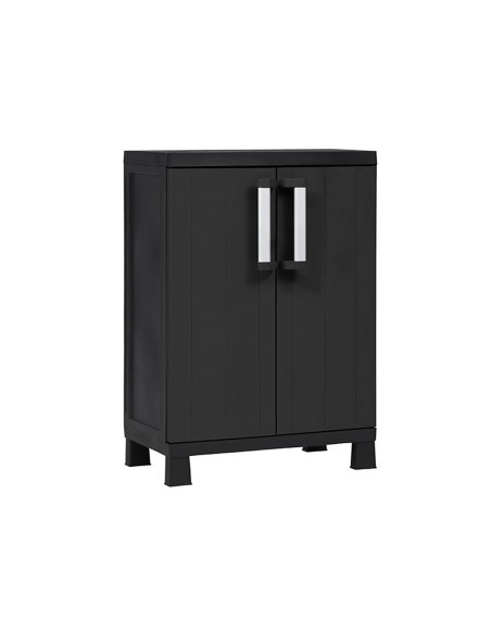 armario de resina bajo garaje negro 2 puertas