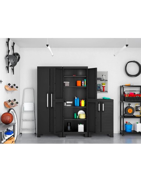 Armario de resina alto 2 puertas Garage Midi negro