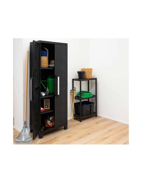 Armario de resina alto 2 puertas Garage Midi negro