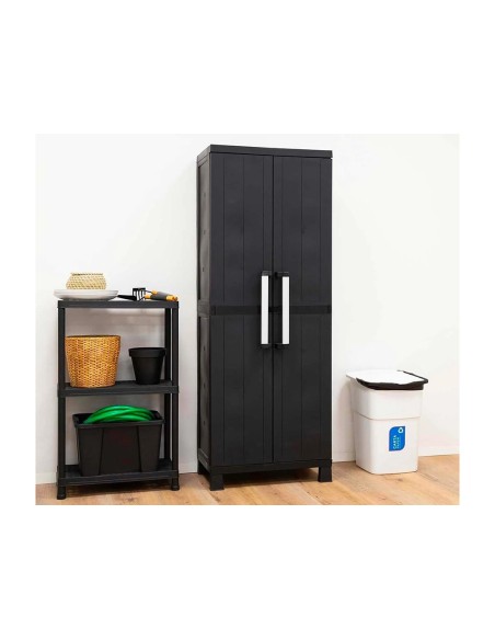 Armario de resina alto 2 puertas Garage Midi negro