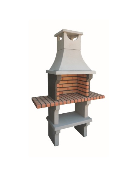 Barbacoa de obra X-Art con chimenea y estantes laterales 123 cm