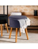 “taburete con almacenaje Tess gris terciopelo patas madera”
