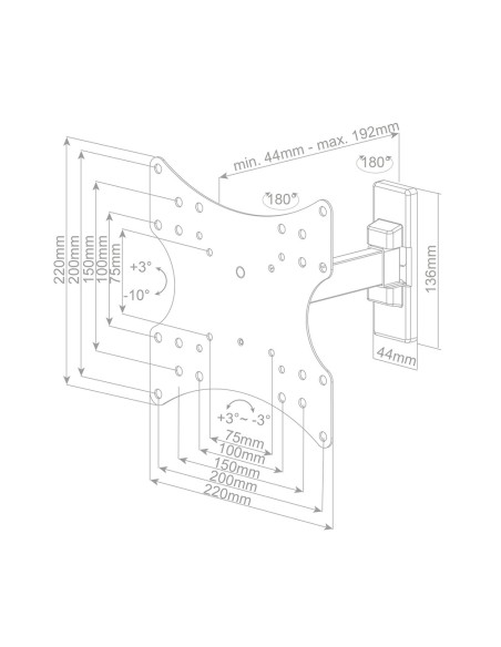 Soporte TV de pared con brazo articulado Holmios VESA 23–42”