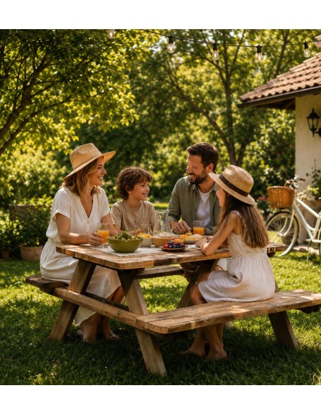 Mesa Picnic de Madera para Jardín 6 Personas