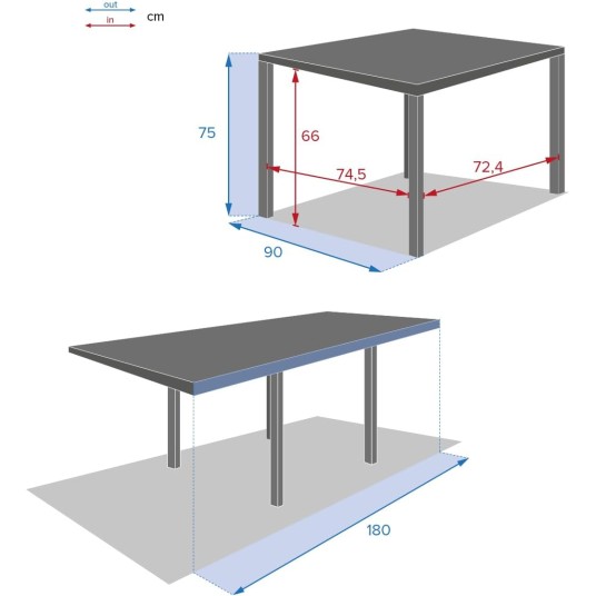 Mesa de jardín extensible 90/180 cm...