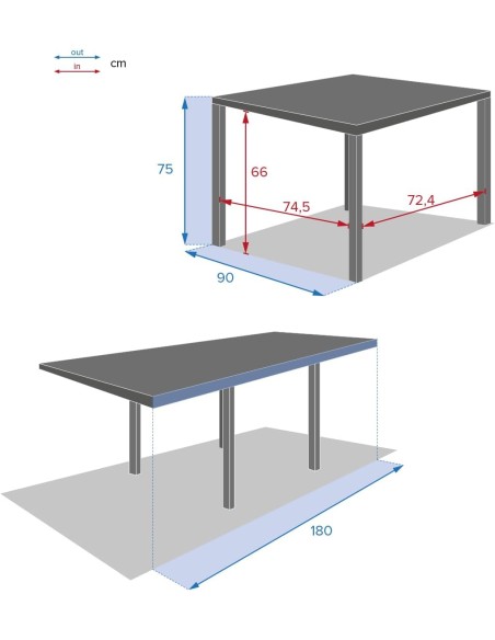 Mesa de jardín extensible 90/180 cm Piazza