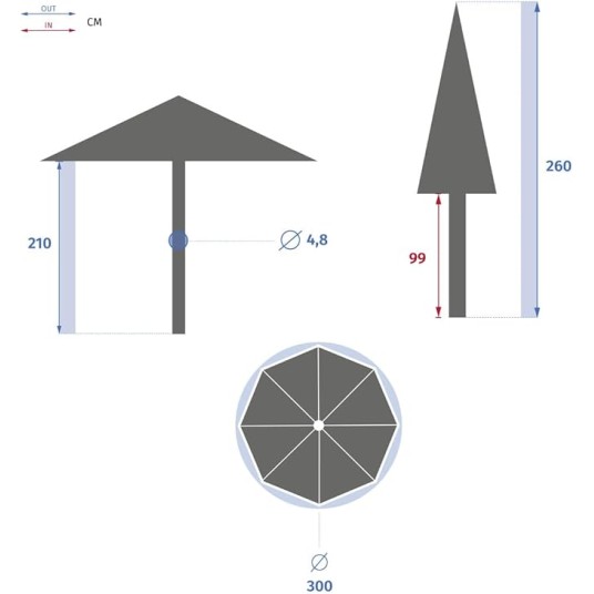 Sombrilla de jardín 300 cm bambú Tinaei