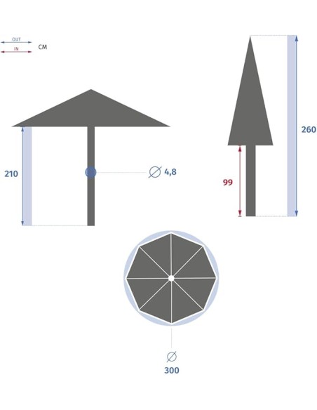 Sombrilla de jardín 300 cm bambú Tinaei