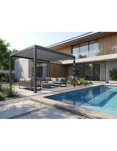 Pérgola Bioclimática Nasau 3x3 m – Aluminio Antracita con lamas regulables