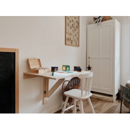 mesa plegable de pared de madera de pino para cocina pequeña