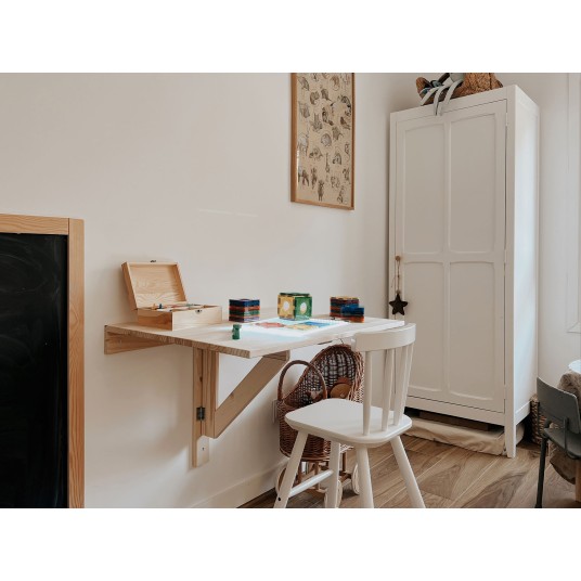 mesa plegable de pared de madera de pino para cocina pequeña