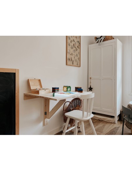 mesa plegable de pared de madera de pino para cocina pequeña