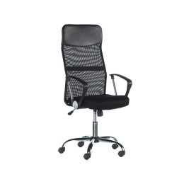 Silla de oficina ergonómica Meeting con respaldo alto de malla y piel sintética negra