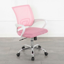 silla de oficina ergonómica Riga blanca y rosa