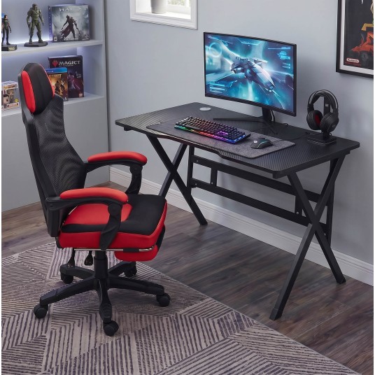 silla gaming GRAVITY roja ergonómica con reposapiés