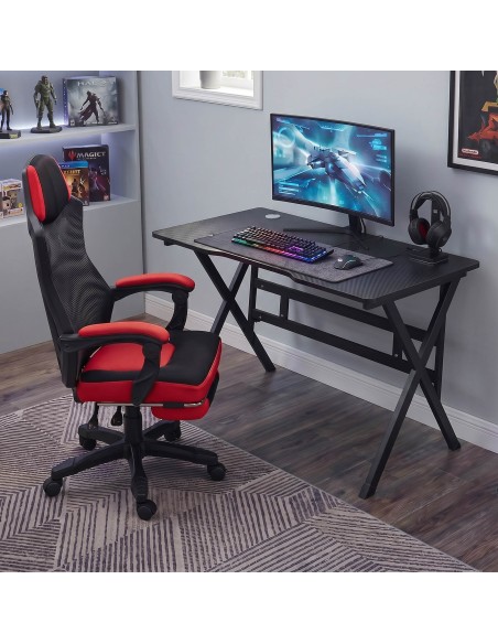 silla gaming GRAVITY roja ergonómica con reposapiés